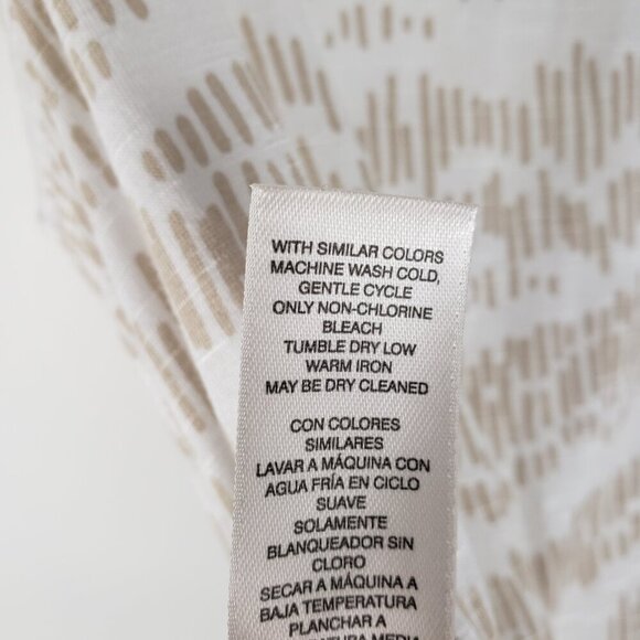 WHBM Bow Shoulder Tank Top White Tan Slub Jersey V-Neck Womens Size Medium - Picture 8 of 9